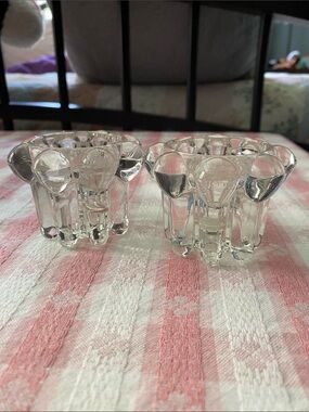Vintage Pair Mid-Century Modern Bubble Glass Candle Holder – Reims France